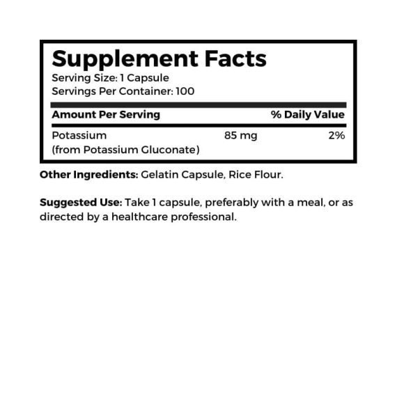 Potassium, 85 mg 100 capsules