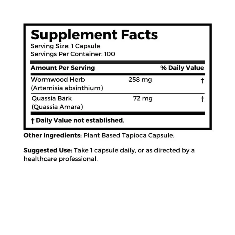 Wormwood Blend; Vegetarian, 330 mg 100 tapioca capsules